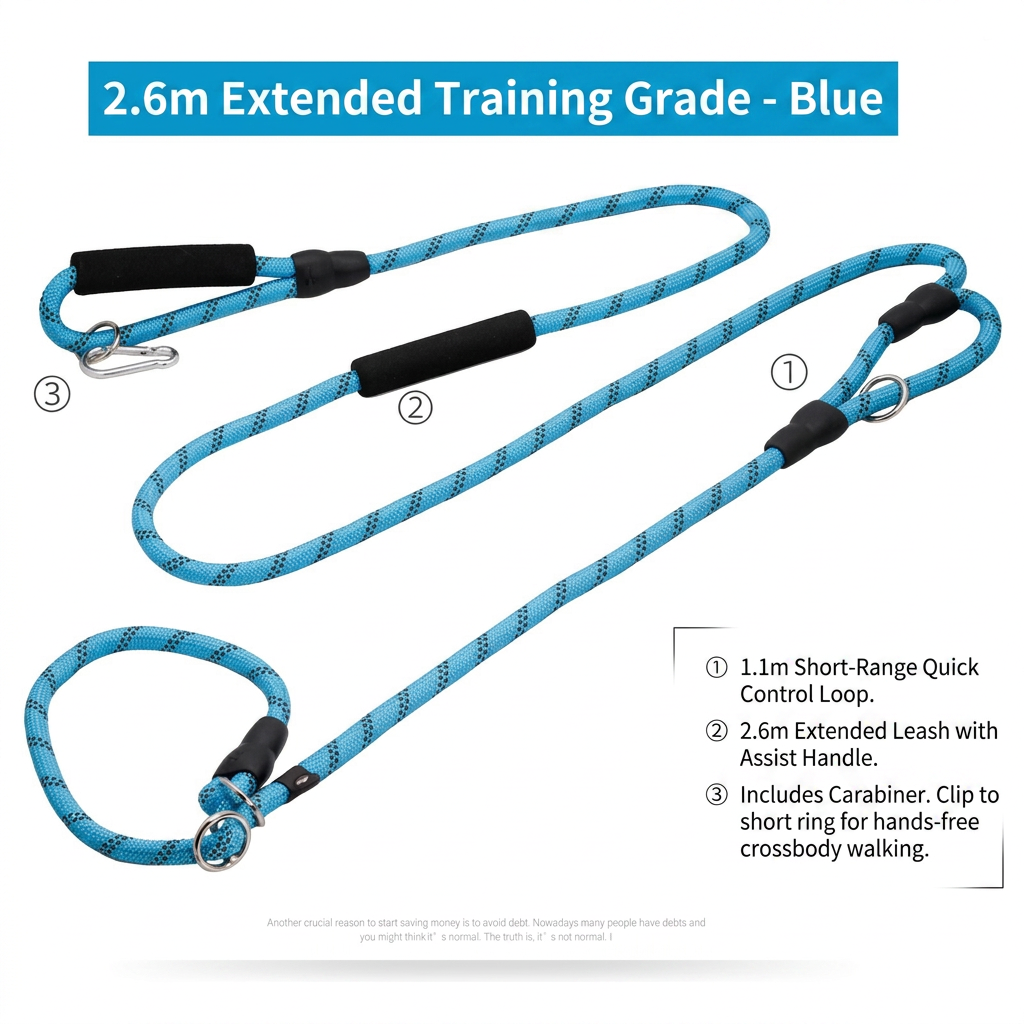 Version bleue de 2,6 mètres de longueur libre avec boucle