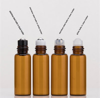Rouleau ambré personnalisé sur bouteille en verre 3ml 5ml 10ml testeur d'échantillon huile de parfum massage des yeux bille roulante pour emballage cosmétique