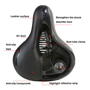 YOUME Selle de vélo respirante et épaissie pour <span class=keywords><strong>VTT</strong></span> et vélo de route avec autocollant réfléchissant - Product Image 5