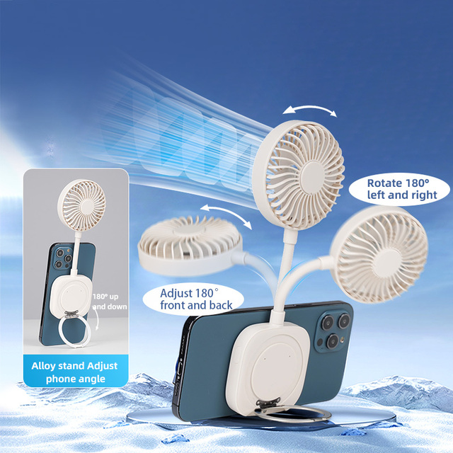 Magnetic Handheld Fan Tripod Durable Mobile Phone Metal Ring Rechargeable Battery Cooling Mini Magnetic Portable Fan with Magnet