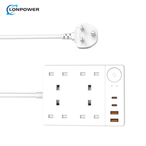 British Standard Industrial Use Power Strip Multi-Function <strong>UK</strong> Plug Extension <strong>Socket</strong> 4 Outlets Surge Protection On/Off Switch - Product Image 1