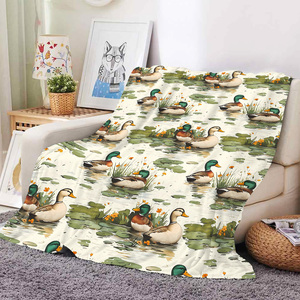 High Quality Sublimation Printed Animal Pattern Flannel Blanket Custom Design Camo Duck Throw for <b>Bedding</b> and Couch - Product Image 2