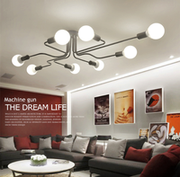 Lampe suspendue LED rétro E27, style Art déco moderne, en fer forgé, multi-bras, pour la décoration du plafond du salon
