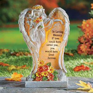 Resina Solar Memorial Anjo Com Asas Memorial Garden Estátua Para Simpatia Presentes - Product Image 1