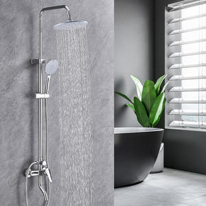 Bathroom Rain Black <b>Shower</b> Mixer <b>Shower</b> 3 Functions <b>Bathing</b> <b>Set</b> Storage Rack Type Contemporary Exposed <b>Shower</b> Faucet - Product Image 1