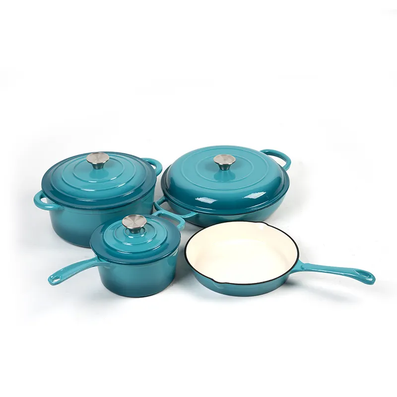 High quality new design cast iron enamel cookware kitchen cooking non stick saucepan cookware sets