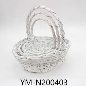 Panier de fleurs populaire nordique de performance de coût élevé petit panier tissé de saule <span class=keywords><strong>blanc</strong></span> fait à la main - Product Image 3