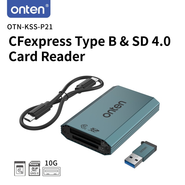 ONTEN Type-C CFexpress Type-B SDXC UHS II External Card Reader USB 3.2 Gen 2 10G Aluminum Alloy