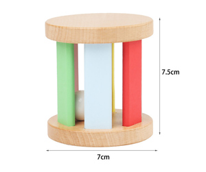 Gros arc-en-ciel bois <span class=keywords><strong>hochet</strong></span> <span class=keywords><strong>Montessori</strong></span> cylindre roulant tambour cloche avec manche en bois bébé jouets musicaux jouets éducatifs - Product Image 6