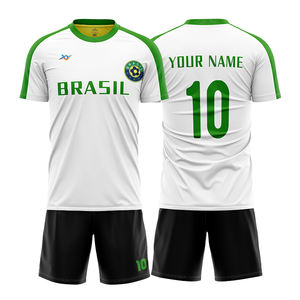 Ensemble de maillots de football personnalisés du Brésil avec nom et numéro, impression par transfert thermique, short 100% polyester, tenue de football respirante, uniforme d'équipe - Product Image 5