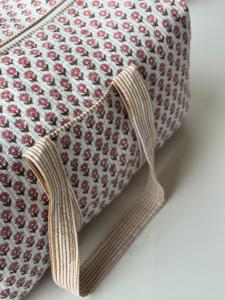 Women's XL Cotton <b>Quilted</b> Duffle <b>Tote</b> <b>Bag</b> Handmade Floral Travel Weekender Luggage Eco-Friendly Luxury Shoulder <b>Bag</b> for Holidays - Product Image 2