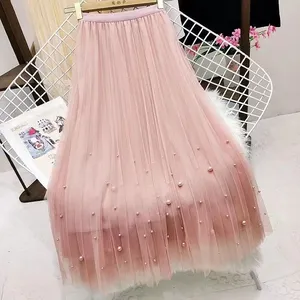 Y2k koreanische Mode Mode Harajuku langen Rock Herbst Frühling eine Linie Rock <span class=keywords><strong>Dummer</strong></span> Vintage schwarz rosa hohe Taille Midi Maxirock - Product Image 5