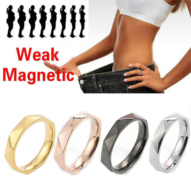 SC Hot Selling Simple Healthy Therapy Rings Cool Stainless Steel Rings Vintage Gold Silver Magnetism Weight Loss Rings for Women