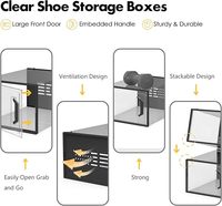 Clemate Boîte de rangement à chaussures XL améliorée, durable et peu encombrante, lot de 12, empilable, en plastique transparent avec porte transparente frontale, organisateur