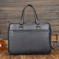 Sac messager d'affaires en cuir véritable noir grainé de 14 pouces, personnalisable avec logo, en cuir de vachette, pour ordinateur portable