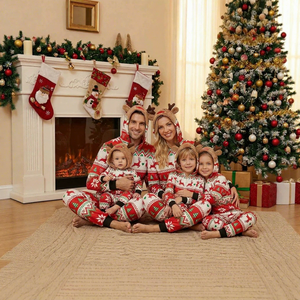 2026 Fashion Women Men Kid Long-Sleeve Soft Polyester Hooded Jumpsuit New Deer Printed Christmas <strong>Family</strong> <strong>Matching</strong> <strong>Onesie</strong> - Product Image 2