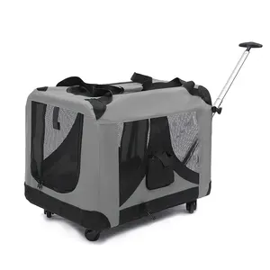 Pieghevole portatile traspirante morbido lato viaggio per animali da compagnia al di fuori del trasportino per cani con deposito Cat Trolley borsa con 4 ruote