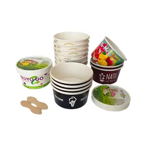 定制一次性透明迷你大冰淇淋酸奶杯包装，带盖和勺子，定制印刷