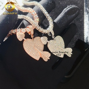 Lulus penguji berlian panah hati 925 perak murni es kustom Moissanite Hip Hop liontin untuk rantai tenis - Product Image 5