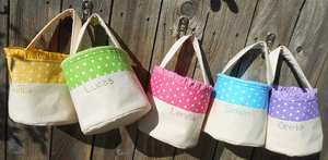 Paniers de Pâques en Toile Décorative Recyclée à Pois en Dentelle de Grande Capacité pour la Chasse aux Oeufs - Product Image 2