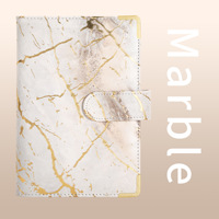 Nouveau design A6 Portefeuille-classeur en cuir doré à spirale pour budget et planification, carnet pour étudiants, 30 feuilles, enveloppes de trésorerie marbrées