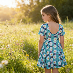 Abiti da Festa per Ragazze Senza Schienale con Maniche Corte e Volant Floreali, Casual Personalizzabili, <span class=keywords><strong>Età</strong></span> 2-12 Anni - Product Image 4