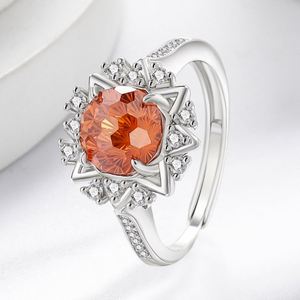 Wedding Jewelry Finger Band for Women Luxury Colorful Zircon Finger Ring Bride Super Sparkly High Carbon Diamond <b>Snowflake</b> Ring - Product Image 2