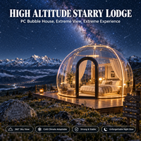 Hébergement transparent en forme de bulle en polycarbonate pour haute altitude, avec vue panoramique à 360°, idéal pour les projets de glamping en station balnéaire montagne
