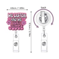 YOYI Clip Retráctil para Credencial de Identificación, Hecho a Mano en Acrílico, Ecológico, con Diseño de Dibujos Animados, Bonito, Fácil de Retraer, con Purpurina y Personalidad