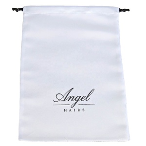 Pochette en satin blanc avec cordon de serrage pour bougies, ceintures, mèches de cheveux – Sac anti-poussière en satin doux avec logo personnalisé – Vente en gros - Product Image 4