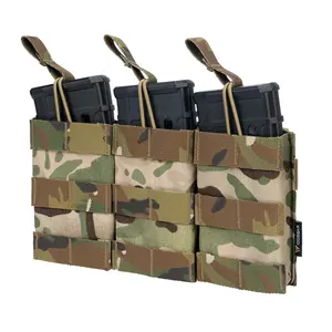 IDOGEAR Open Top 500D Nylon Modular Triple Mag Pouch 223 5.56 Magazine Pouch Tactical Pouch Molle Mag Carrier