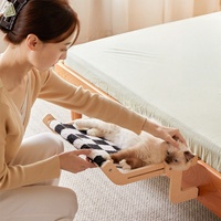Lit et hamac pour chat en bois à carreaux respirant, à suspendre, pour le bord du lit, le rebord de la fenêtre, le balcon, utilisation intérieure/extérieure