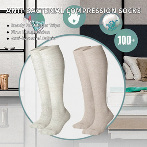 Knitted Anti-Bacterial Compression <b>Socks</b> Women Men 20-30mmHg Knee High Support Solid Pattern Body Nurses Pregnancy Travel Winter - Product Image 2