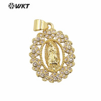 WT-MP284 plus récent Style Vintage coloré divinité féminine en forme de forme ronde Zircon cubique Madonna Design pendentif