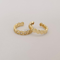 Modisches 14kt Gelbgold bienenstock-Design-Set Ohrringe Manschette passende Halskette für Hochzeit Verlobung Jubiläumsfeier Geschenk