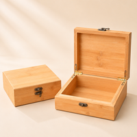 Boîte de rangement en bambou avec couvercle à charnières, organisateur avec loquet métallique, prête à l'exportation pour la décoration intérieure et les cadeaux durables