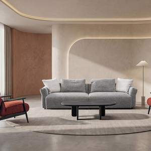 Set di Divani Componibili Moderni Quadrati in Tessuto Ecologico con Imbottitura in Spugna, Design Confortevole di Alta Qualità, Tre Posti per <span class=keywords><strong>Soggiorno</strong></span> - Product Image 3