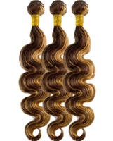 P4/27 Mèches de cheveux humains Body Wave avec mèches mèches ombrées brunes, 18, 20, 22 pouces