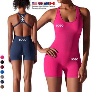 Tuta intera da yoga personalizzata per palestra, sexy, con schiena scavata, per allenamento, da donna, con supporto, taglie forti, a vita alta - Product Image 1