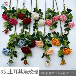 Bouquet de roses artificielles en soie, fleurs imperméables, décoration de mariage et de maison, style moderne, origine Turquie - Product Image 3