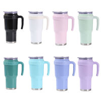 Tasse à café de voyage isotherme en acier inoxydable de 40 oz avec poignée et couvercle, bouteille d'eau, étiquettes