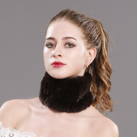 Écharpe courte élégante en fourrure de lapin Rex, chaude pour l'automne et l'hiver, avec col et bandeau tressés élastiques pour femmes, vente en gros