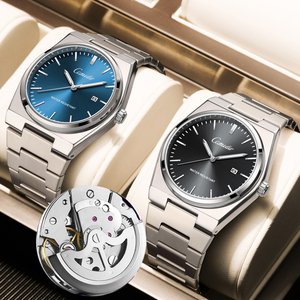 Service OEM ODM – Bracelet en acier inoxydable massif conique intégré pour <span class=keywords><strong>homme</strong></span>, montre minimaliste avec calendrier simple et cadran bleu soleil, idéale pour le quotidien - Product Image 3