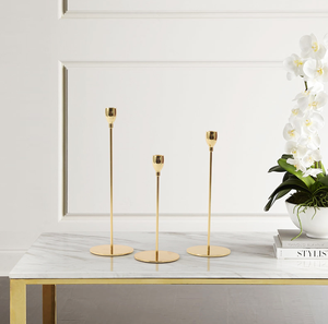 Wholesale Christmas Home Decor <strong>Brass</strong> <strong>Candlesticks</strong> and Metal Candle Holders in Bulk Gold/Rose Gold Luxury Style - Product Image 2