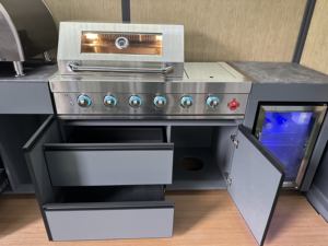 เตาบาร์บีคิวสแตนเลสสตีลระดับพรีเมียมทันสมัย พร้อมไฟส่องสว่างและหลังคาแบบขยายได้ สำหรับการจัดงานสังสรรค์กลางแจ้งในลานวิลล่า - Product Image 5