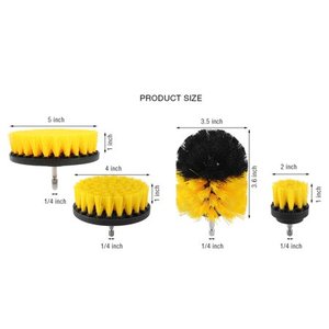 4 pezzi Kit elettrico spazzola <span class=keywords><strong>di</strong></span> pulizia rotonda in plastica per pneumatici per auto in vetro per tappeti spazzole in Nylon trapano elettrico per Scrubber - Product Image 6