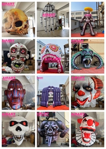 Cabeza de Monstruo Inflable de Halloween, Laberinto de Terror, Busto de Monstruo Morado Inflable, Decoración de Cabeza de Zombie Inflable con LED - Product Image 6
