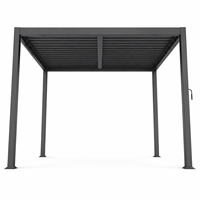 Pergola manuelle 4*4*2.5m, auvent à lamelles réglables en fer, poteaux et poutres en aluminium, abri imperméable pour jardin, patio, cour arrière