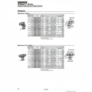 นิวเมติก SMC ฟิตติ้งแบบ one-touch KQG2L10-G02-F ชิ้นส่วนนิวเมติก - Product Image 1