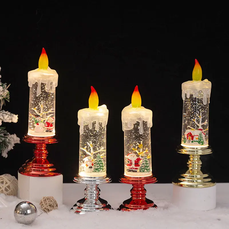 LED Candle Light Flameless giáng sinh cảnh nến xoáy long lanh nước Globe người giữ ngọn nến cho Giáng sinh ăn tối trang trí